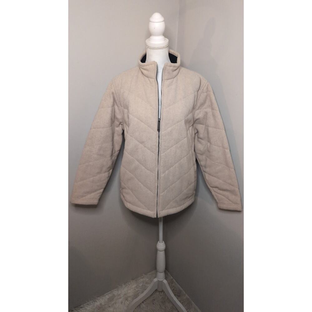 Woolrich Wool Quilted Jacket Large Vanilla Heather Full Zip